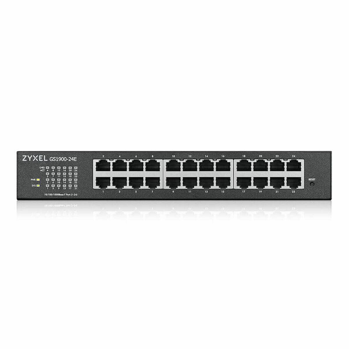 Netzwerk-Switch 'Zyxel GS1900-24E' mit 24 Ethernet-Ports, Frontansicht.