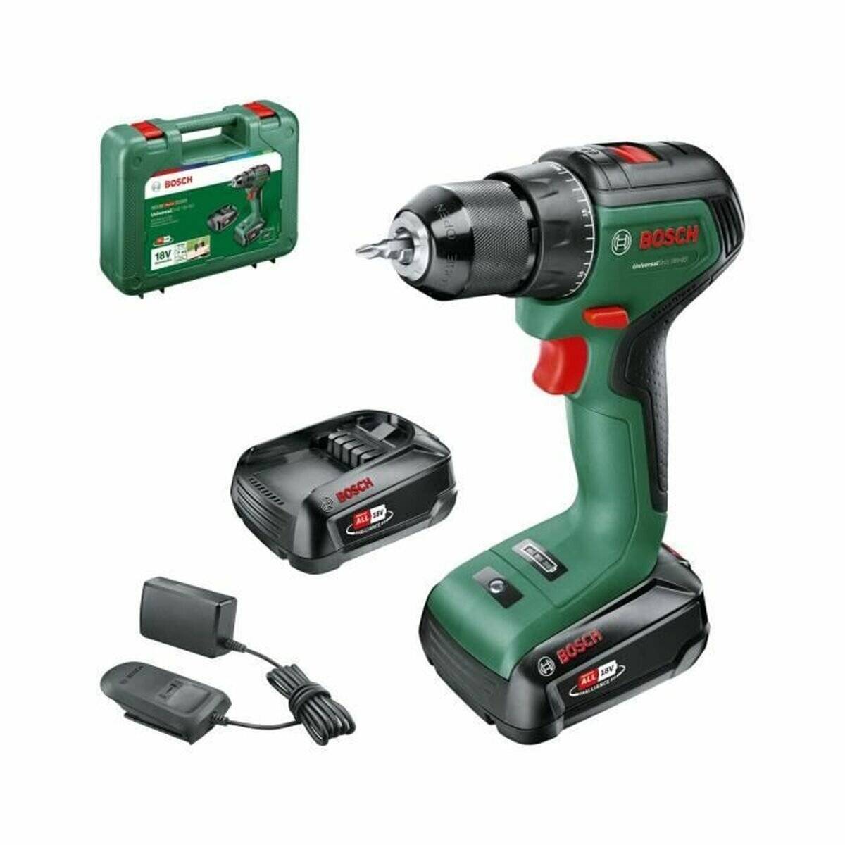 Akku-Bohrschrauber UniversalDrill 18V-60 (grün/schwarz, 2x Li-Ionen Akku 2,0Ah, Koffer, POWER FOR ALL ALLIANCE)