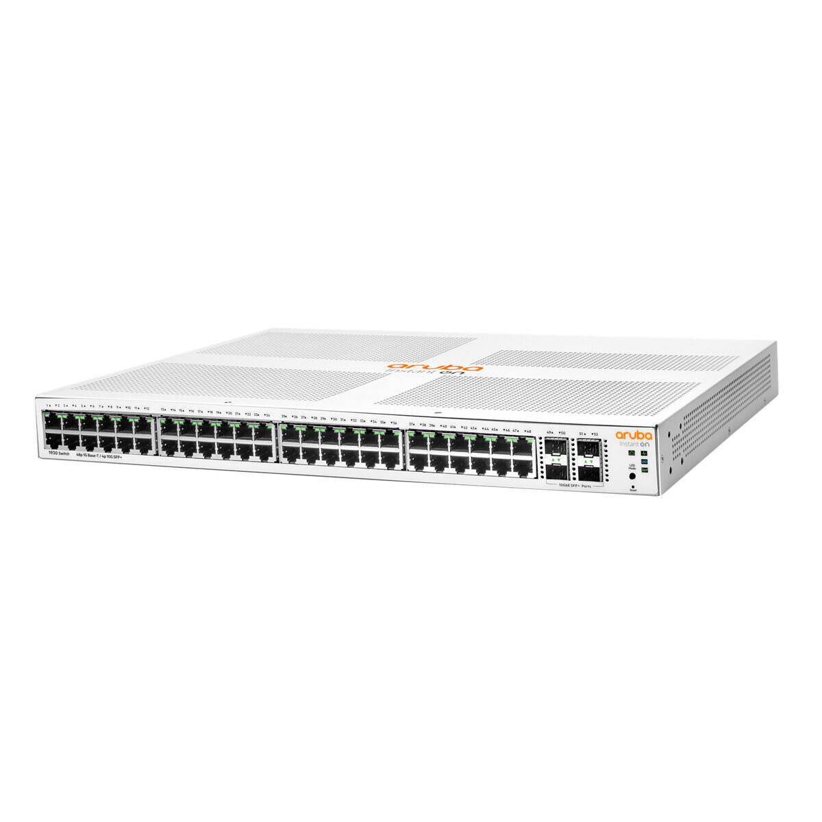 Netzwerk-Switch mit 48 Ethernet-Ports und zwei zusätzlichen Uplink-Ports, entwickelt zum Verbinden mehrerer Geräte innerhalb eines Netzwerks.