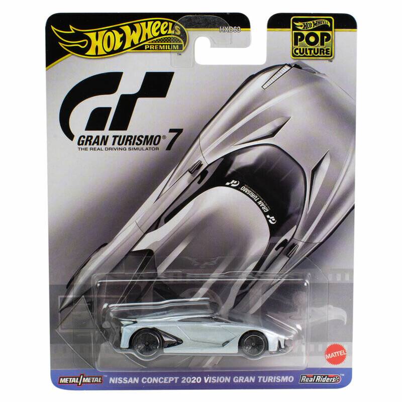 Hot Wheels Premium Pop Culture Verpackung mit einem Spielzeugauto des Nissan Concept 2020 Vision Gran Turismo
