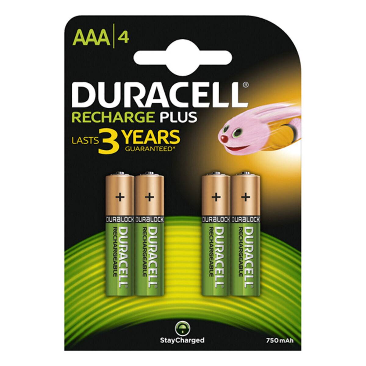 DURACELL Recharge Plus AAA-Batterien, 4er-Pack, mit Etikett 