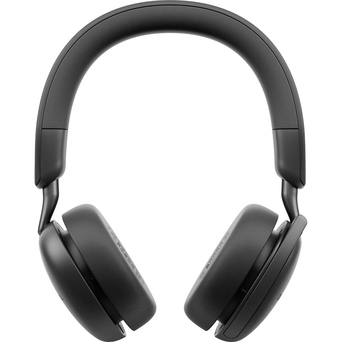 Schwarze Over-Ear-Wireless-Kopfhörer, von vorne auf weißem Hintergrund abgebildet.