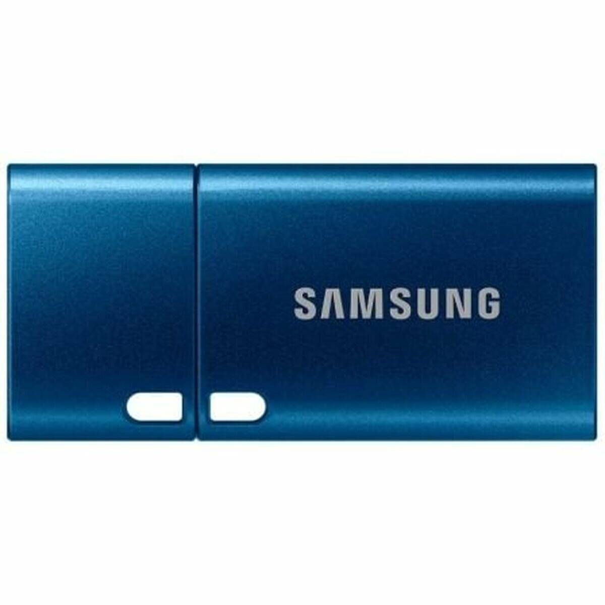 Ein blauer Samsung USB-Stick mit einem schlanken, kompakten Design.