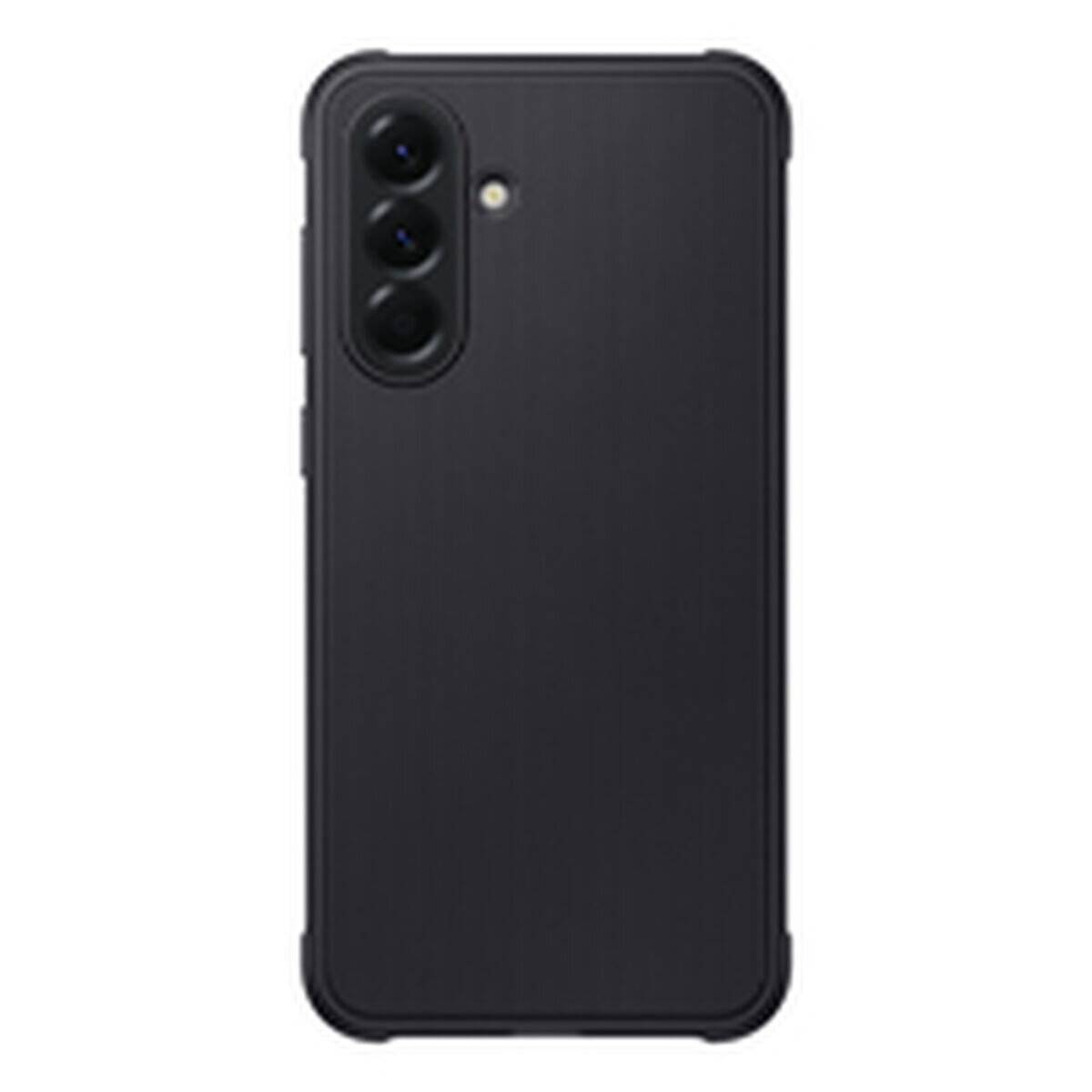 Schwarze Smartphone-Hülle mit drei Kameraausschnitten auf einer flachen, strukturierten Rückseite.