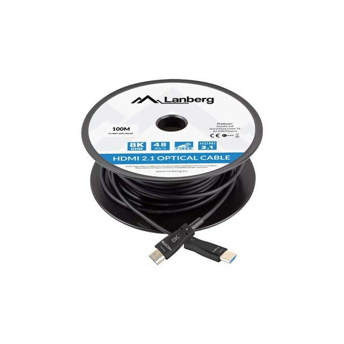 LANBERG HDMI KABEL M/M V2.1 100M 8K SCHWARZ OPTISCH AOC