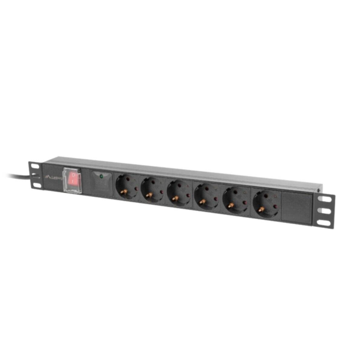 Lanberg PDU 19 LANBERG 1U 16A 2M 6X SCHUKO OUTLETS BLACK