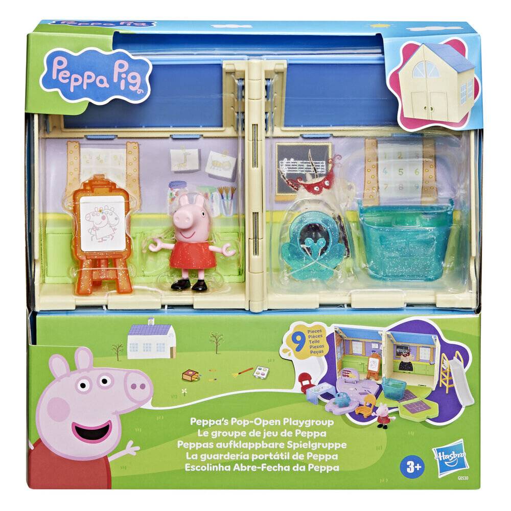 Peppa Wutz Spielset mit Peppa Figur, Zubehör und ausklappbarem Spielhaus, geeignet für Kinder ab 3 Jahren.