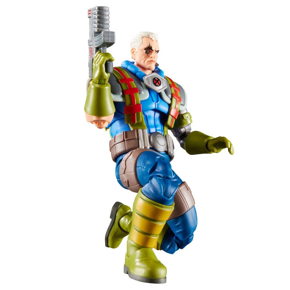 Eine Actionfigur eines Charakters in futuristischer Rüstung, eine Waffe haltend, mit weißem Haar und einem markanten Augenzeichen, in einer Pose des mittleren Hinhockens.