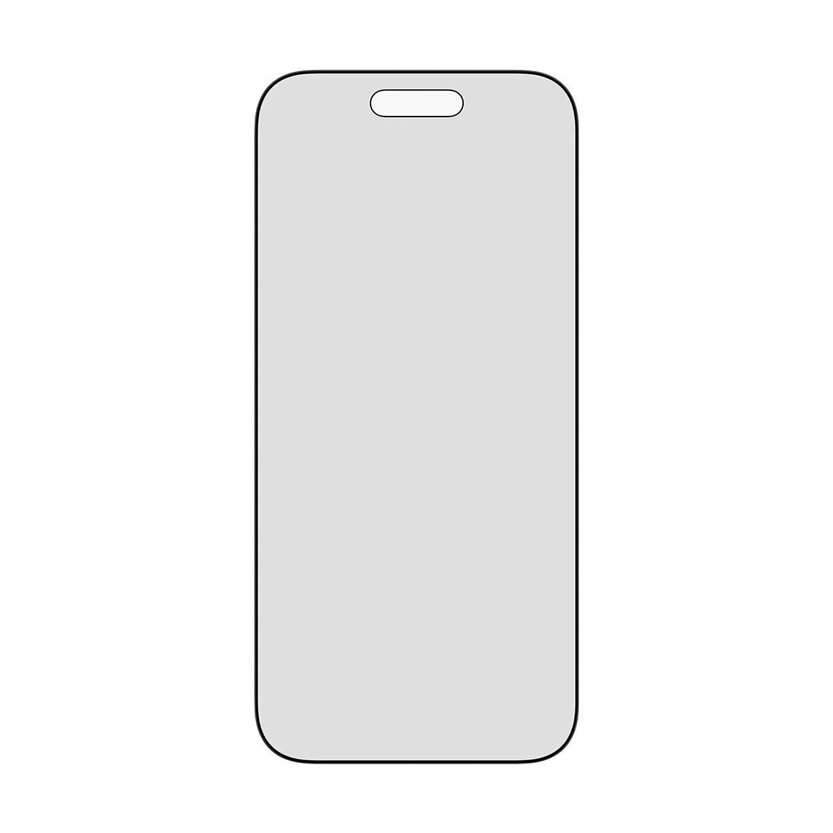 Ein leerer Smartphone-Bildschirm mit einer pillenförmigen Aussparung an der Oberseite, der eine generische Smartphone-Designvorlage veranschaulicht.