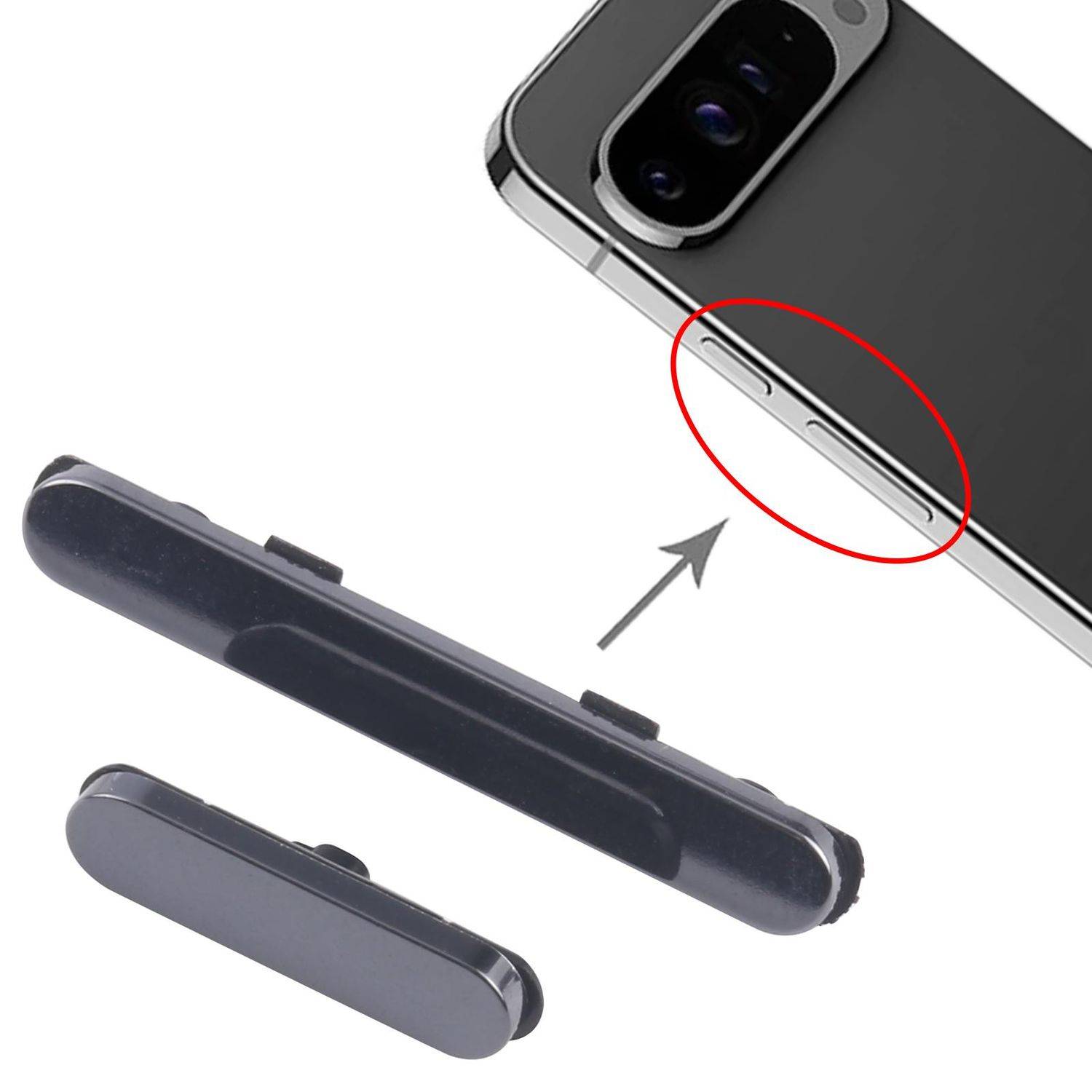 Für Google Pixel 9 Pro XL Power- und Lautstärkeregler Ersatzteil Schwarz