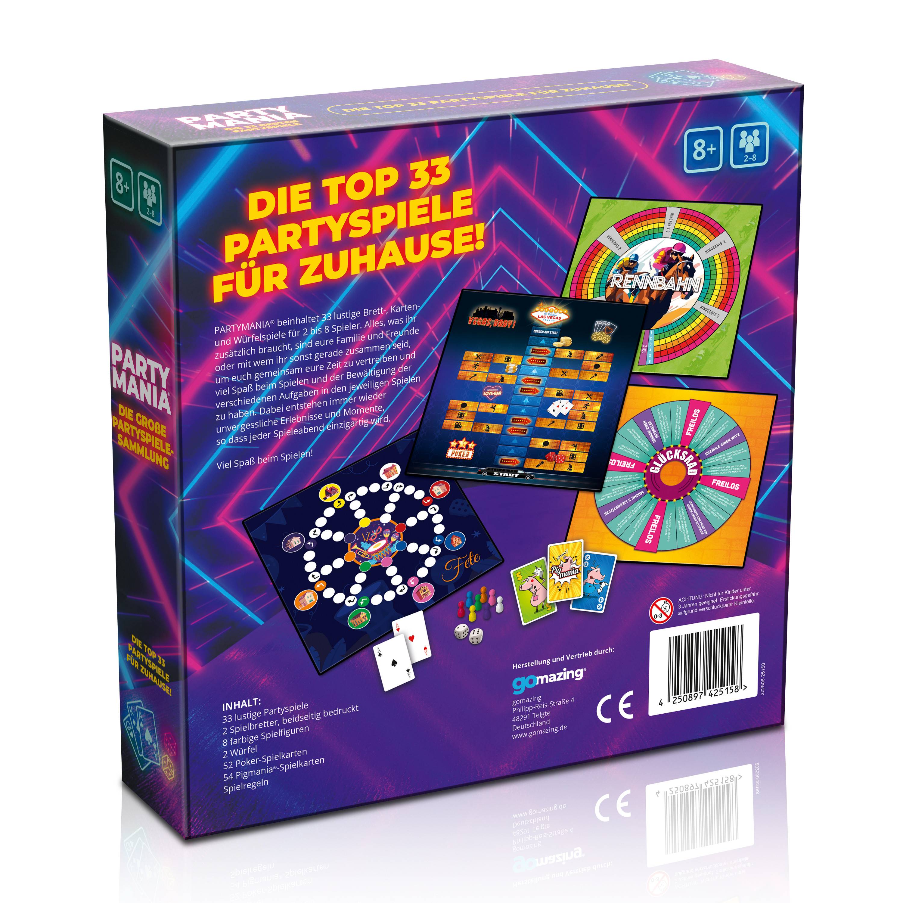 Gomazing Partymania Partyspiele Sammlung mit 33 Spielen ab 8 Jahren