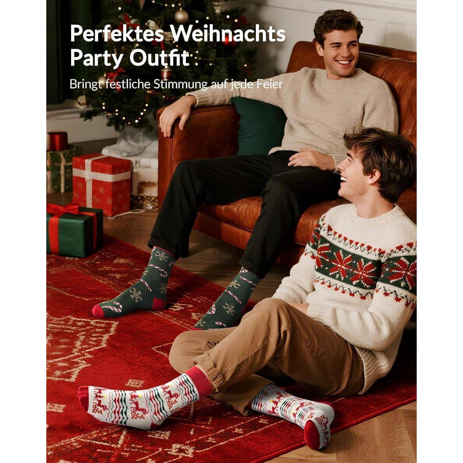 Adventskalender Socken Herren Geschenke Mehrfarbig 12 Paare 43-46