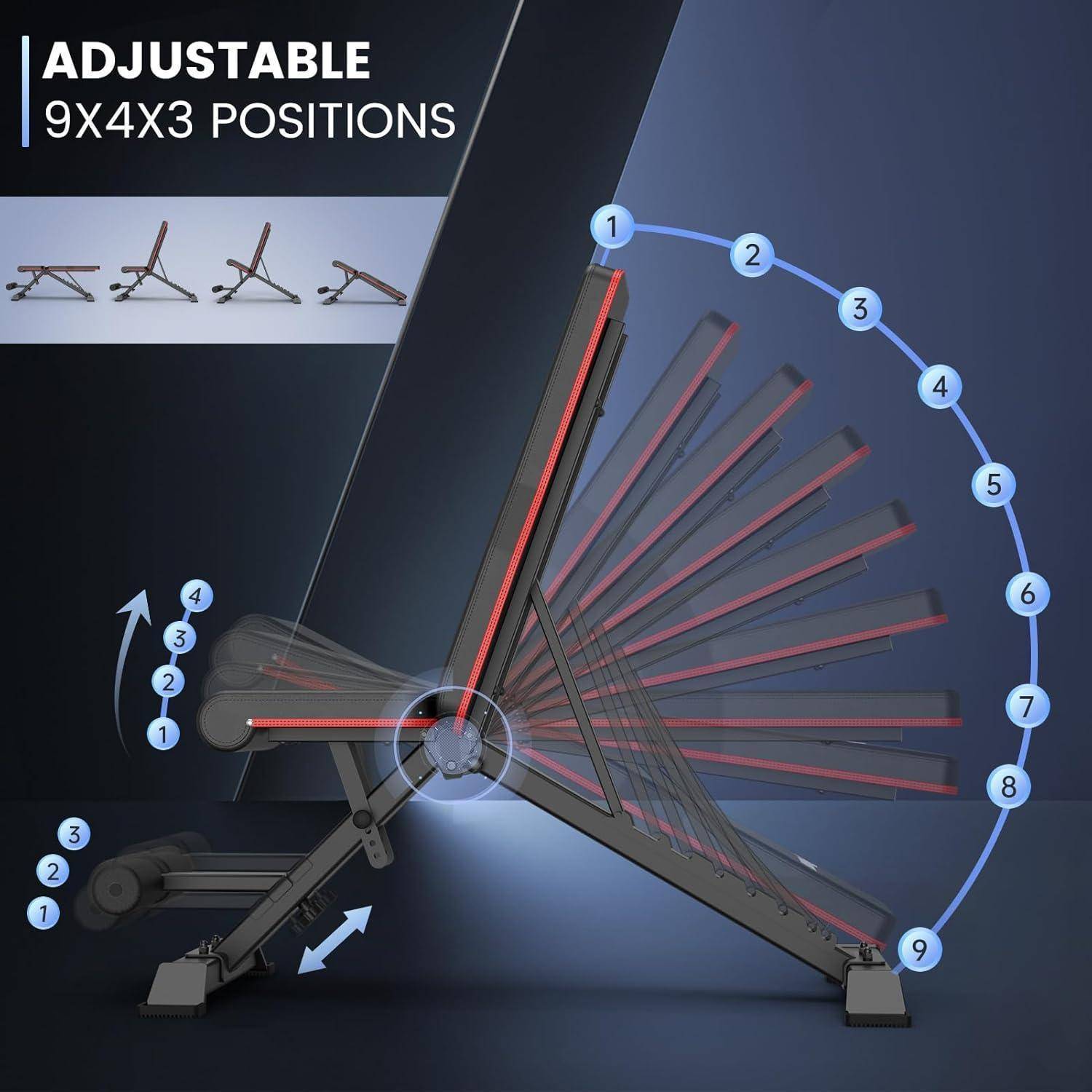 Klappbare Hantelbank mit Verstellbaren Positionen Multi-Schrägbank