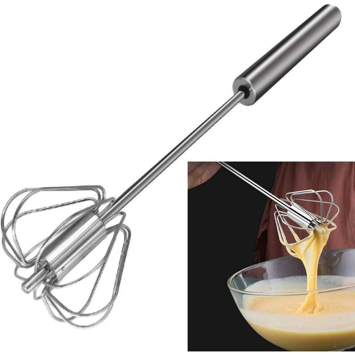 Schneebesen Mixer Edelstahl Push Rührer Milchaufschäumer Mischgerät