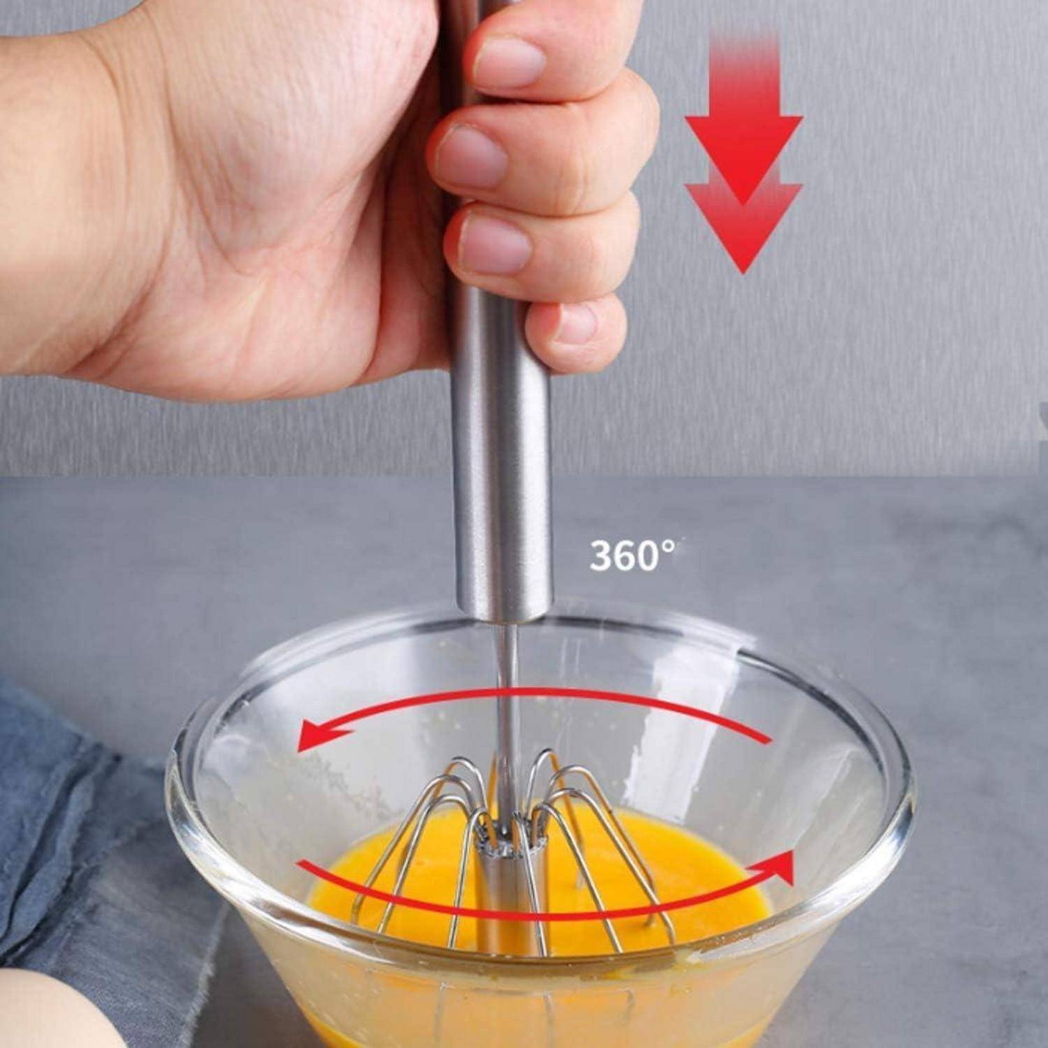 Schneebesen Mixer Edelstahl Push Rührer Milchaufschäumer Mischgerät