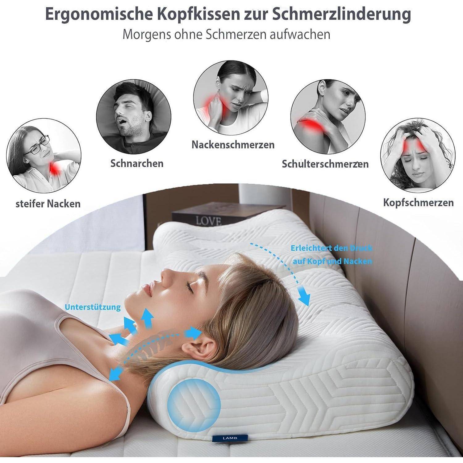Höheneinstellbares Memory Foam Nackenstützkissen 50x36 cm