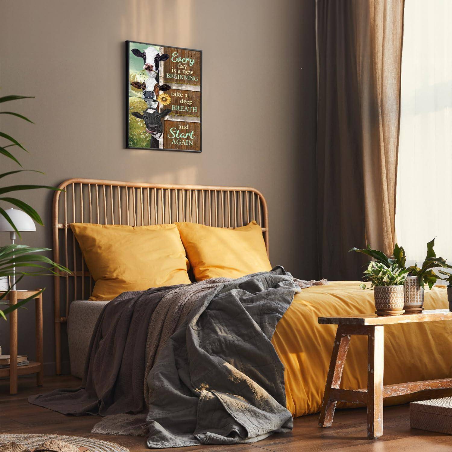 Kuh Wandkunst Leinwand Poster Bauernhof Büro Wohnzimmer 30x40 cm