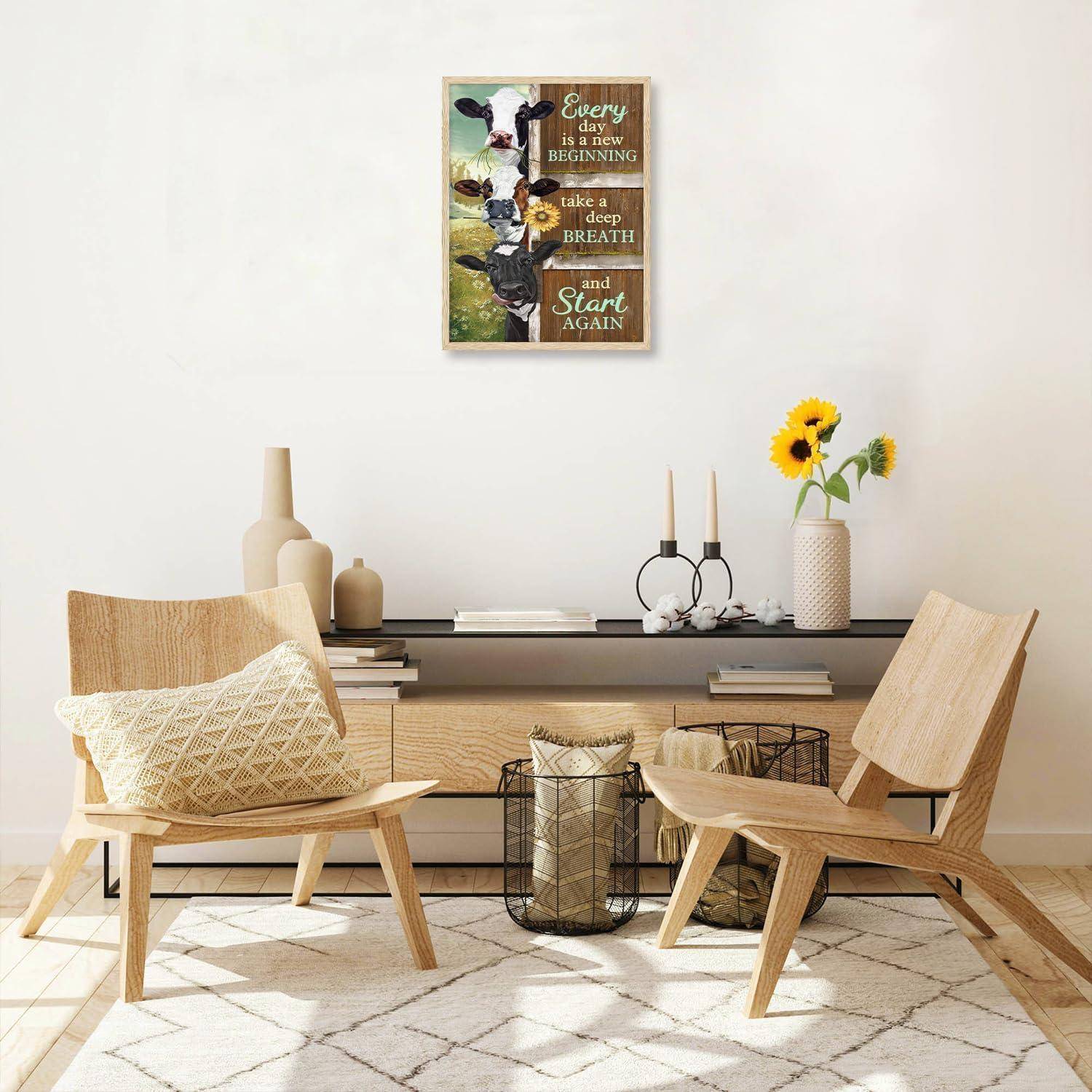 Kuh Wandkunst Leinwand Poster Bauernhof Büro Wohnzimmer 30x40 cm