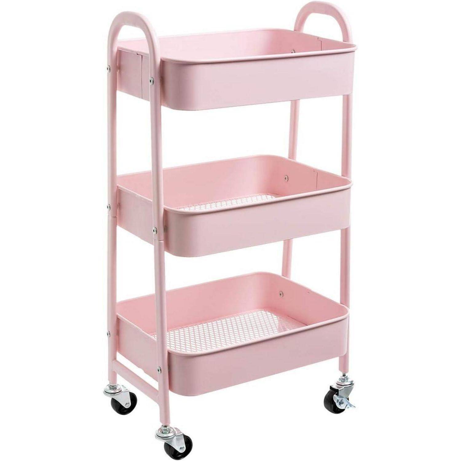 Rollwagen Metall 3 Etagen Aufbewahrungswagen Servierwagen Organizer