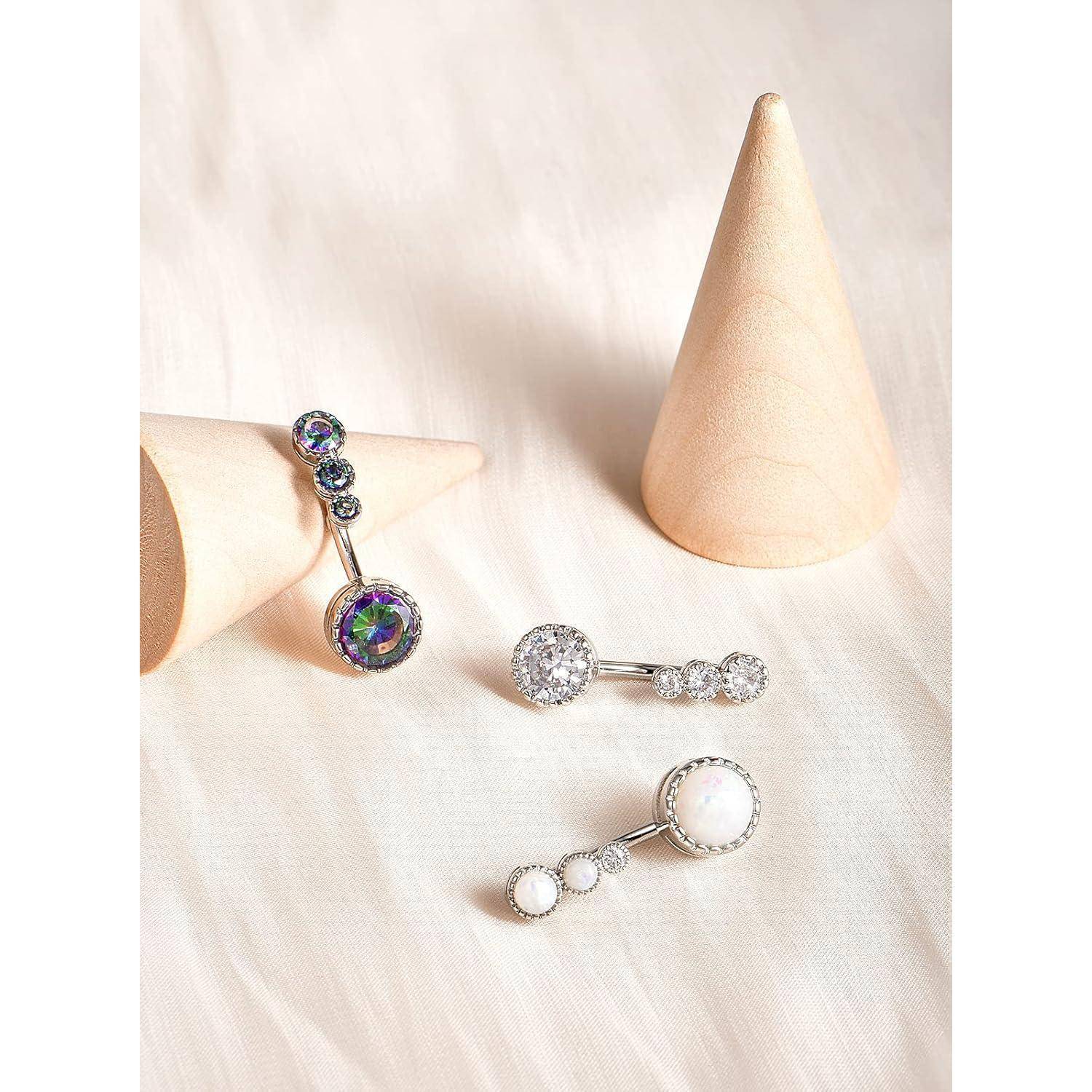 Bauchnabelpiercing 14G Chirurgenstahl Kristall Zirkonia Perle 10MM