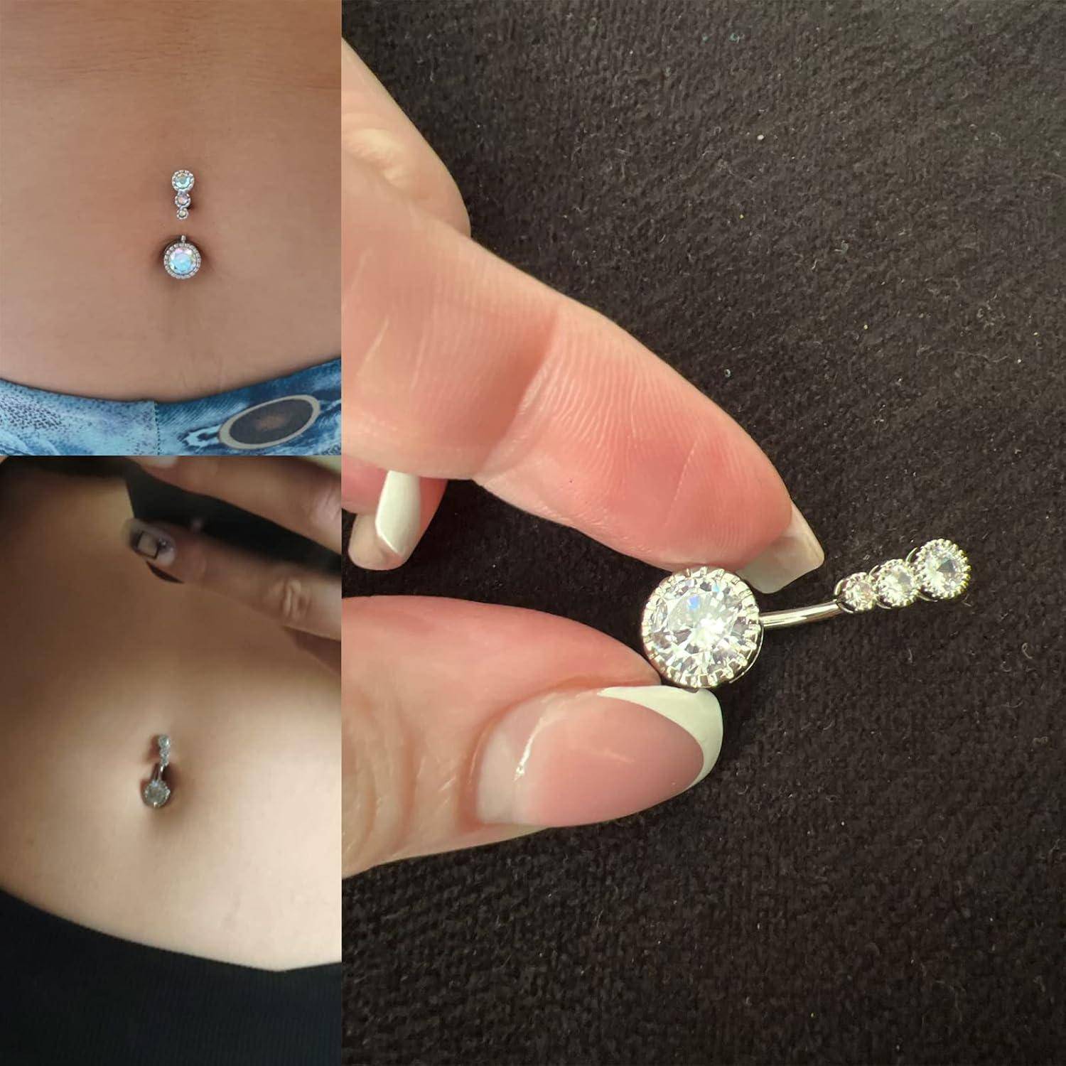 Bauchnabelpiercing 14G Chirurgenstahl Kristall Zirkonia Perle 10MM