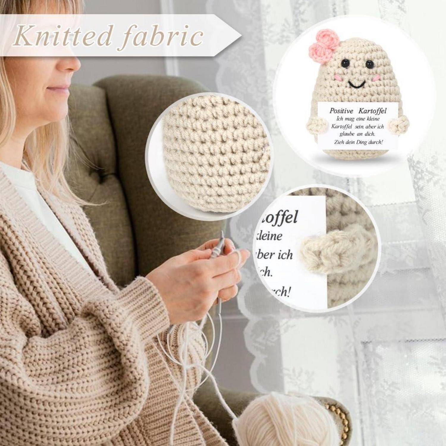 Strickwolle Kartoffel Puppe Positive Energiekarte Glücksbringer