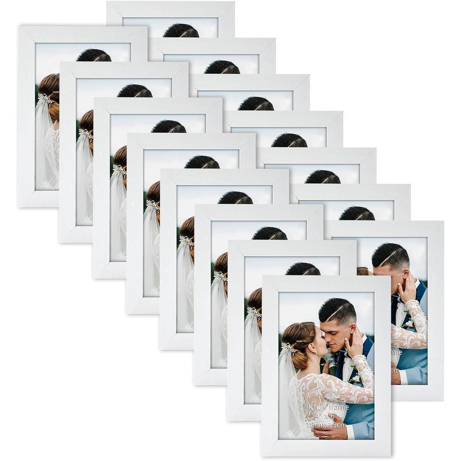 Bilderrahmen 15er Set 10x15 MDF Collage Fotos Wand Tisch 10x15cm Weiß