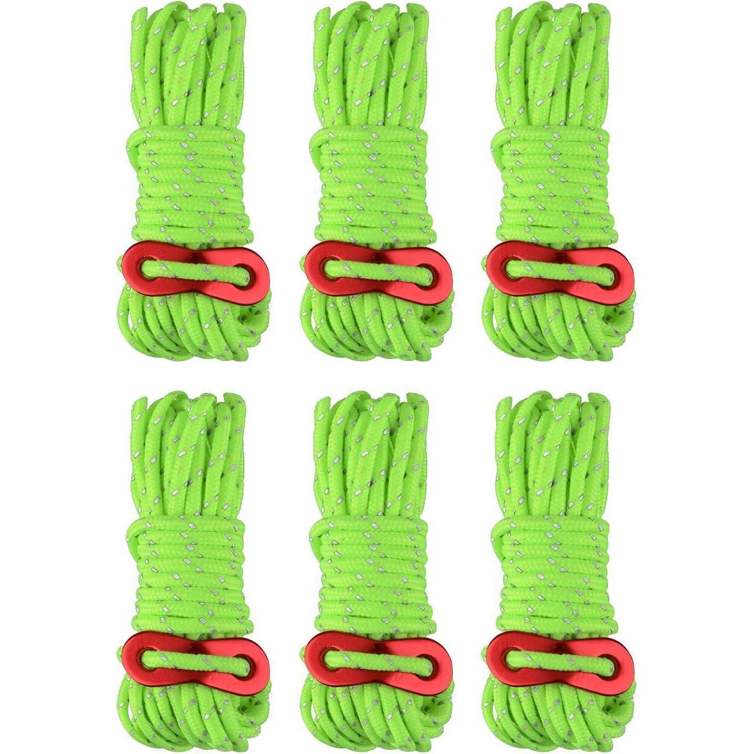 Abspannseile Seilspanner 4m 4mm 02 Fluoreszierendes Grün Φ4mm 6 Stück