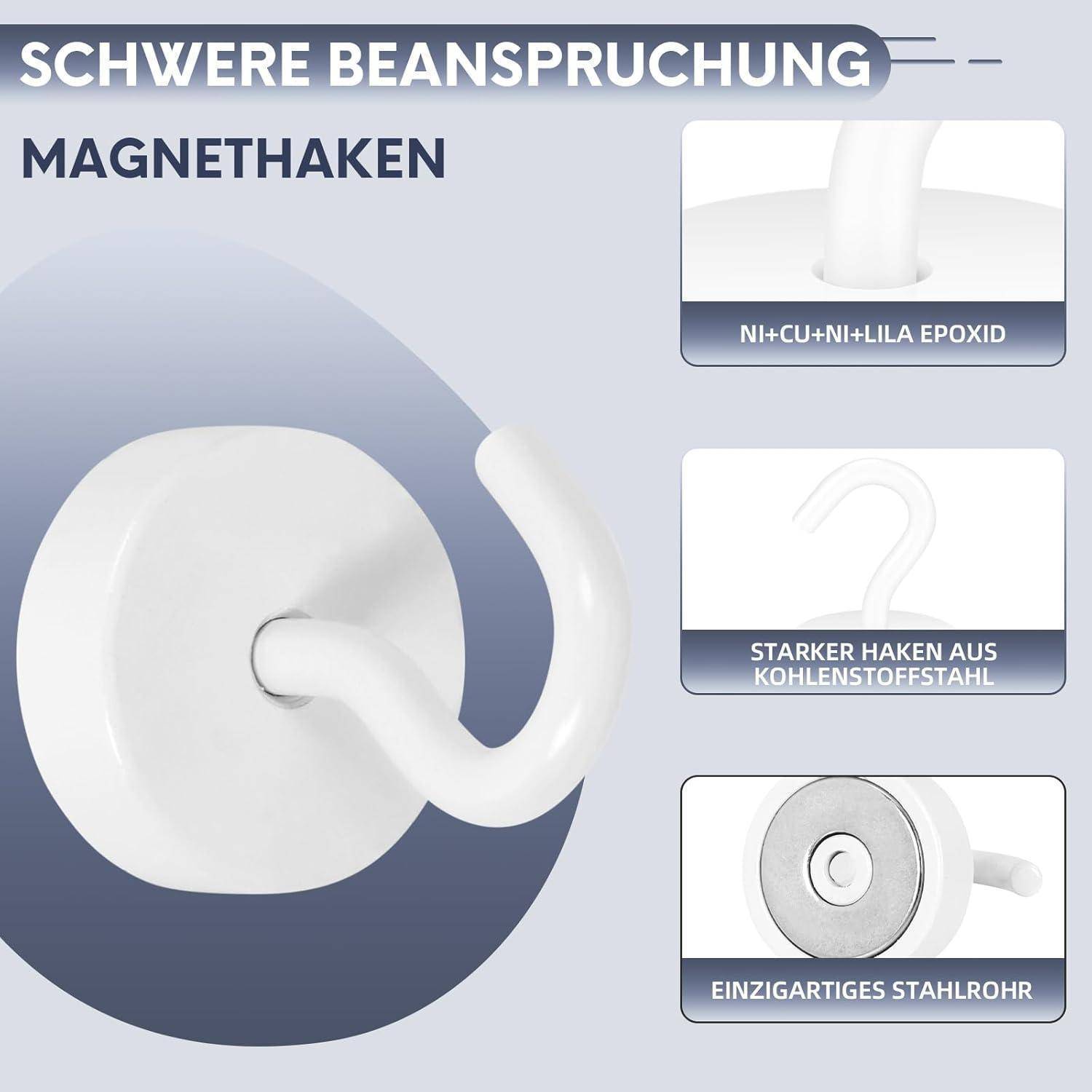 Magnethaken Magnet 18kg Neodym Spind 18kg Magnethaken Weiß
