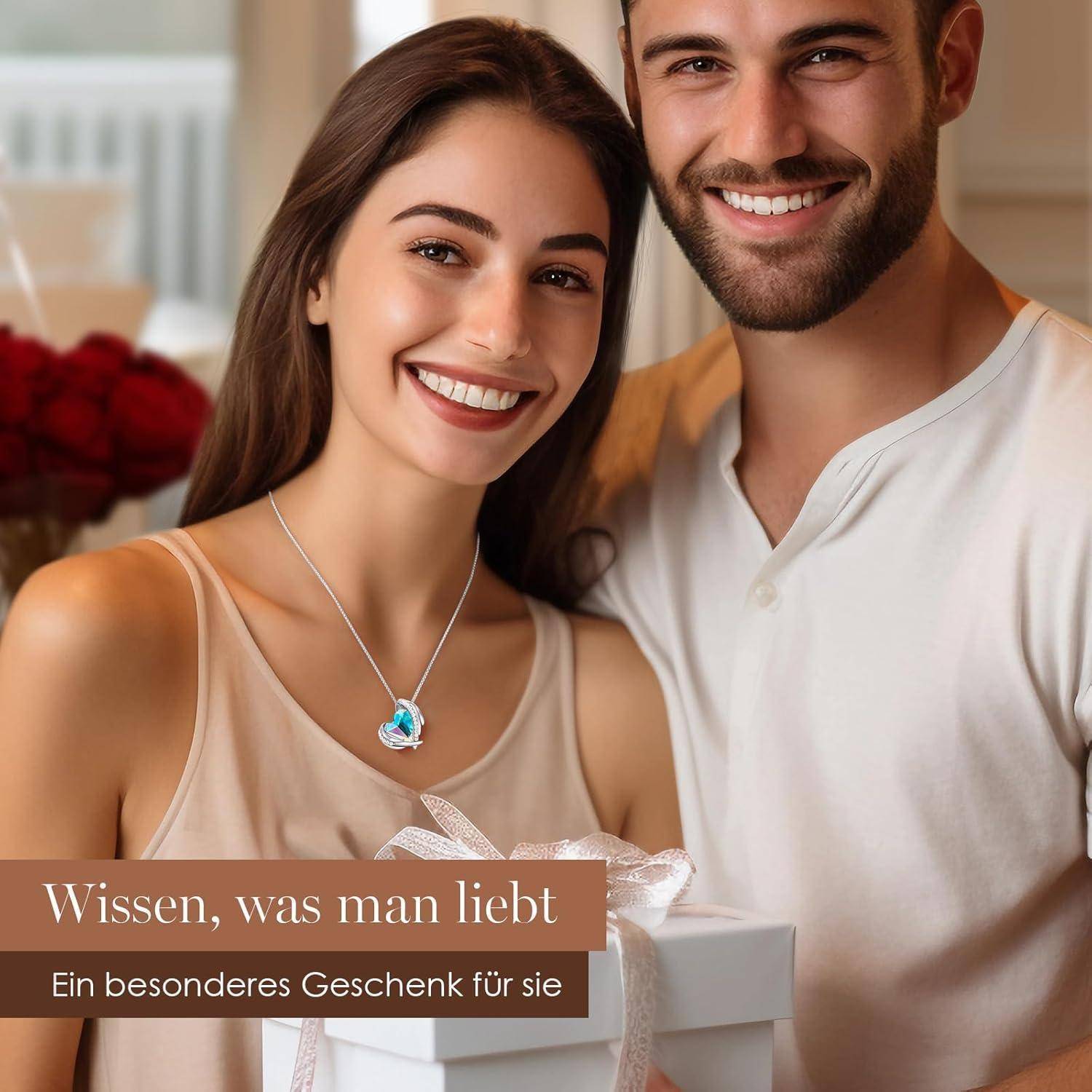 Halskette Damen Rosegold Herz Geschenkverpackung Rhodinierung Bunte