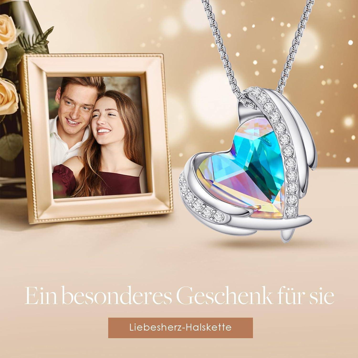 Halskette Damen Rosegold Herz Geschenkverpackung Rhodinierung Bunte