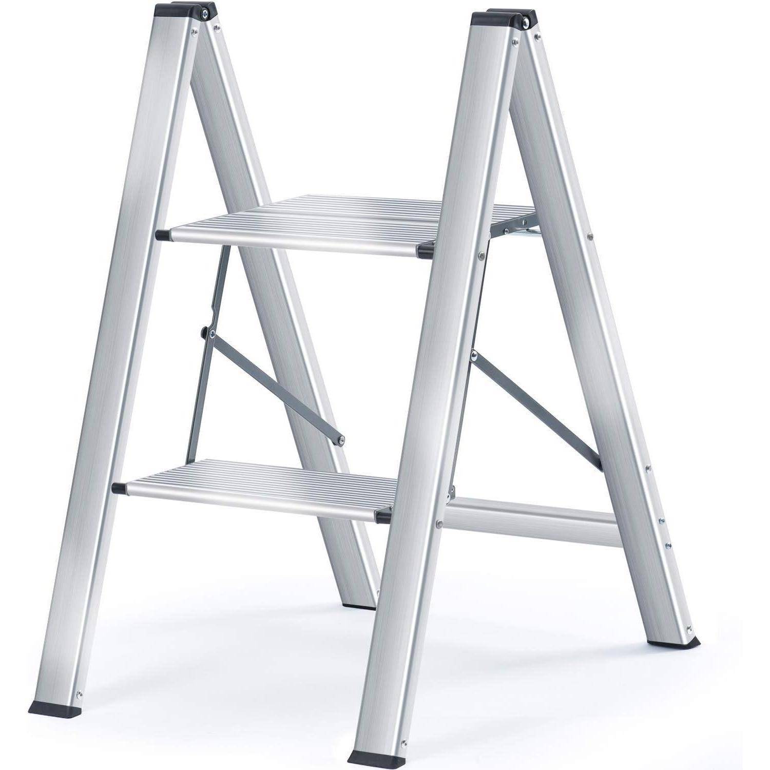 Trittleiter Klapptrittleiter Aluminium Handlauf 2 Stufen Silber