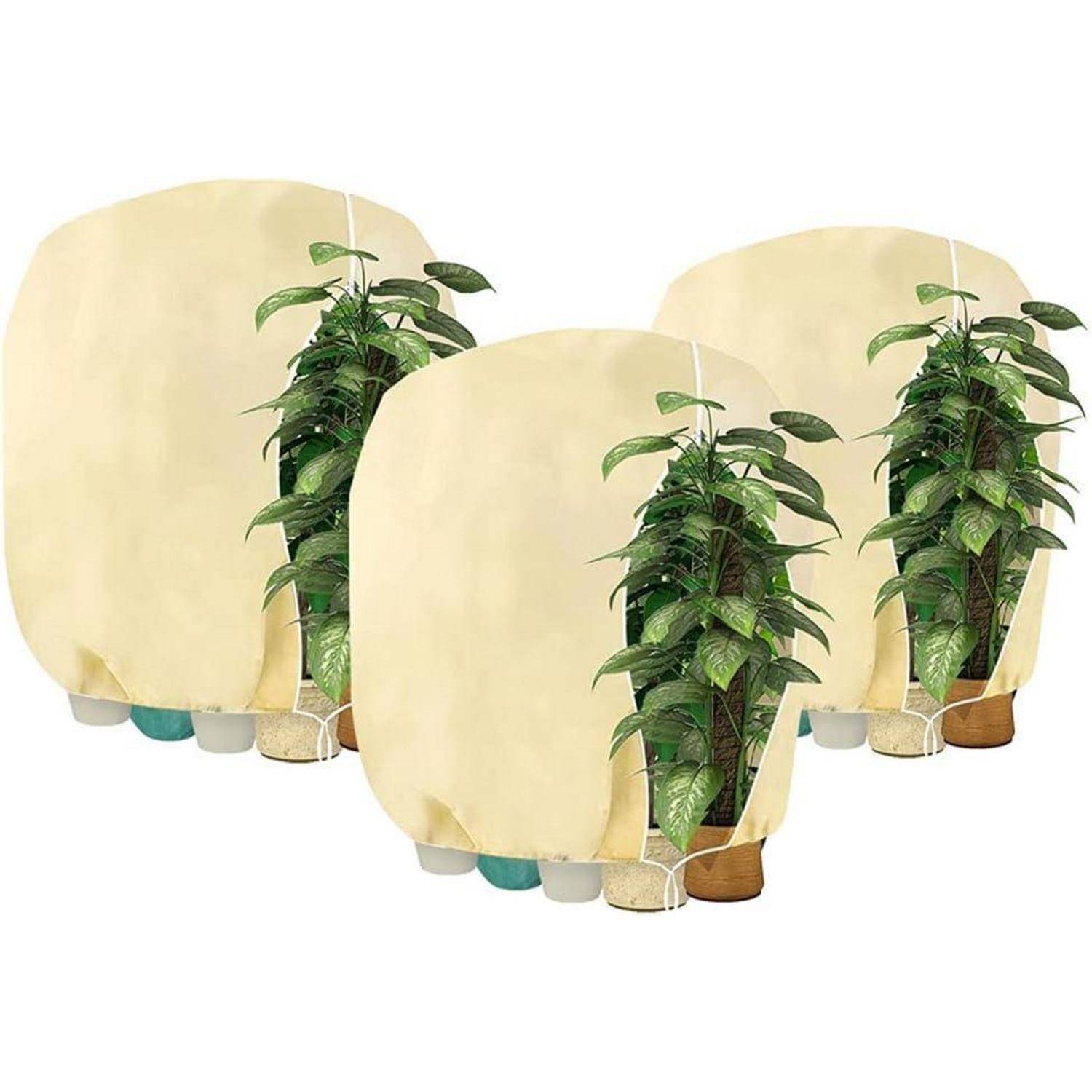Pflanzenabdeckung Winterschutz Reißverschluss 120x180cm beige-3 Stück