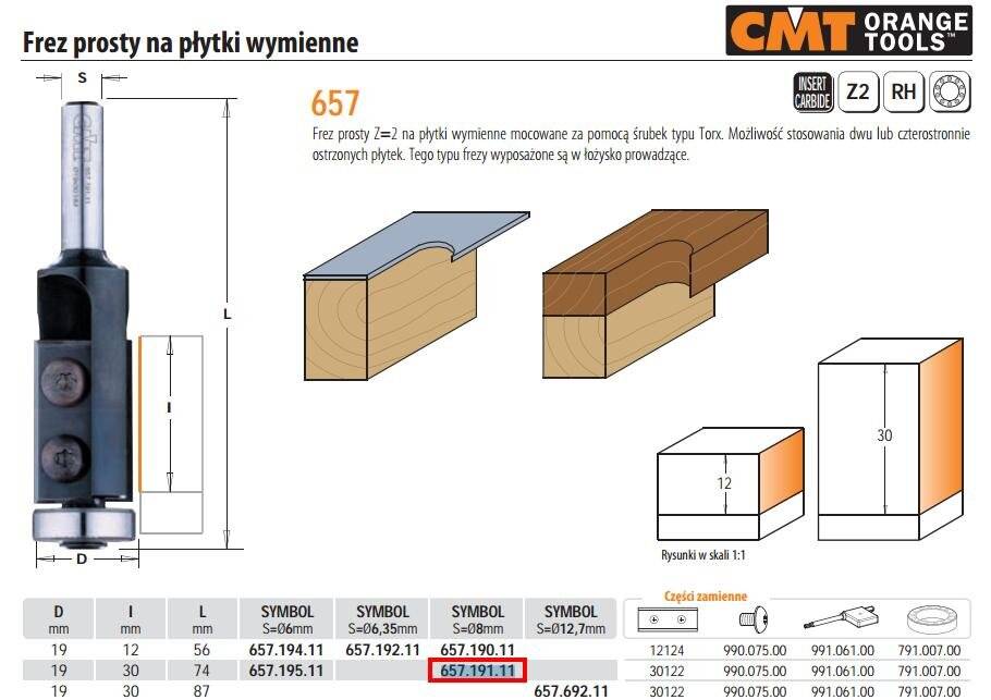 CMT Orange Tools 657.191.11 - Wendeschneider S = 8 D = 19X30 Z2 DX