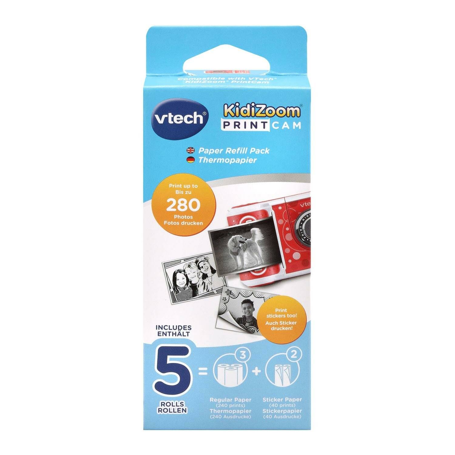Vtech KidiZoom PrintCam Nachfüllpack für Papier mit einer Kapazität von 280 Fotos, inklusive normalem Papier und Stickerpapier-Optionen