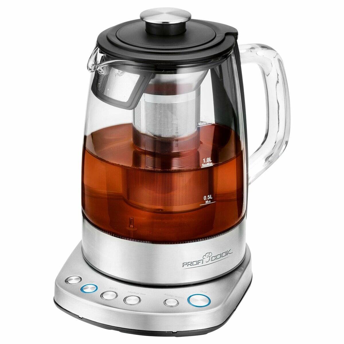 2 in 1 ? Tee- und Wasserkocher PC-WKS 1167 G WIFI (edelstahl/schwarz, 1,5 Liter)