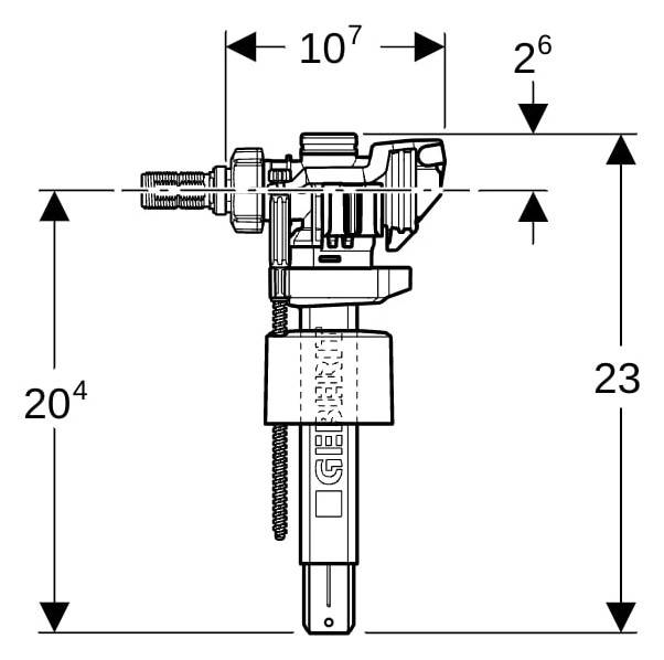 Geberit Typ 383 Füllventil, WA seitlich 3/8", Nippel aus Messing, für UP-SPK