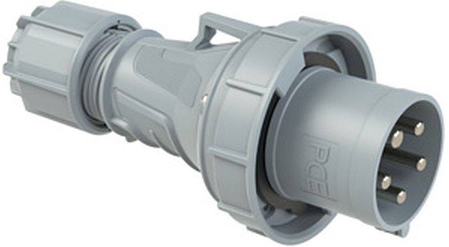 Ein Nahaufnahmebild eines grauen industriellen Verbindungsstücks mit mehreren Rillen und einer beschrifteten Seite. Es wirkt robust und für den Einsatz unter harten Bedingungen konzipiert.