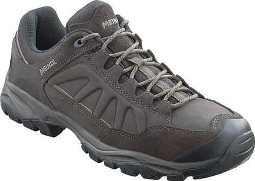 Ein brauner Wanderschuh mit robusten Sohlen, entwickelt für Outdoor-Aktivitäten. Der Schuh verfügt über haltbare Nähte und einen Schnürverschluss.