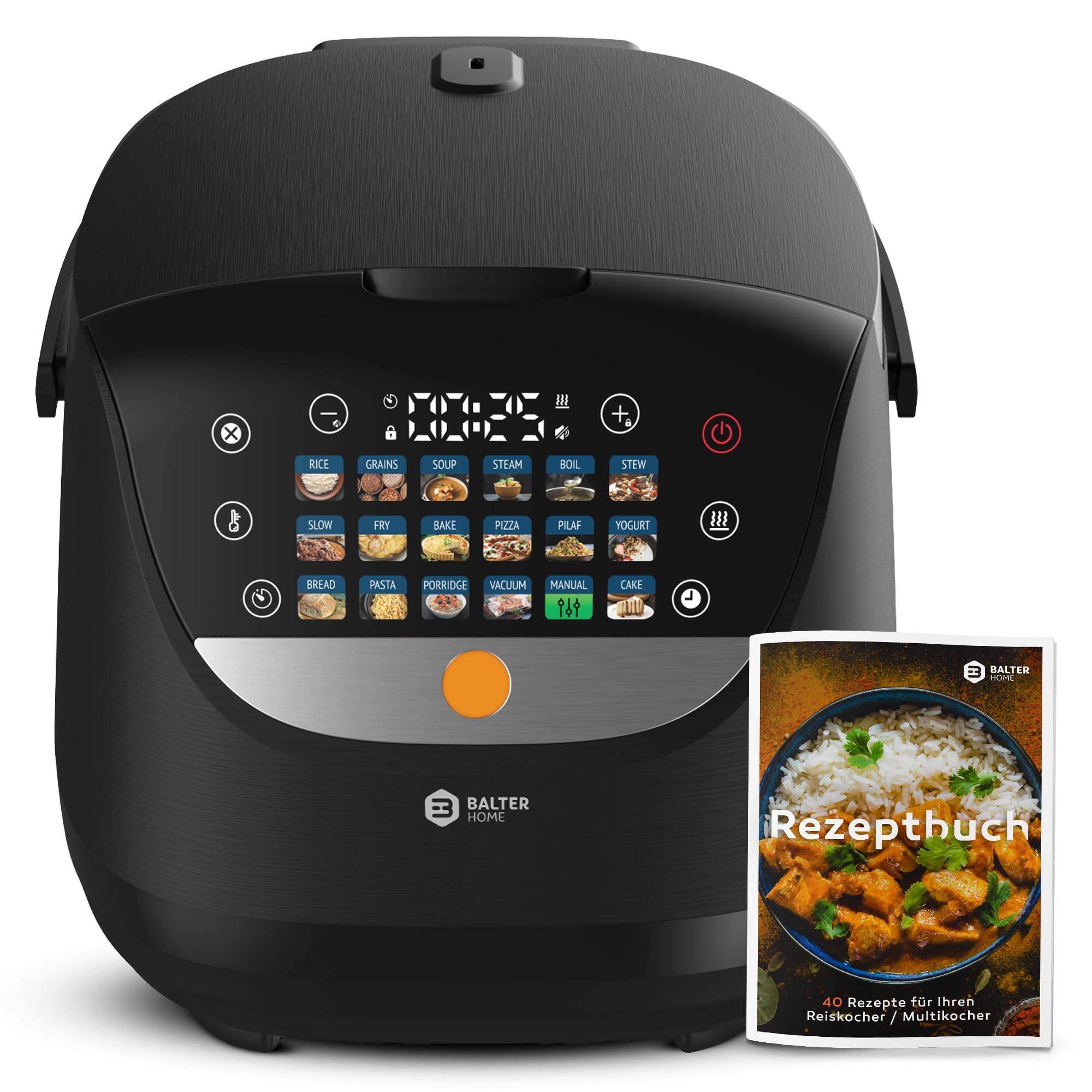 Balter MK-01 Reiskocher Multikocher mit 18 Programme, 4L Rice Cooker mit Fuzzy-Logic, Dampfgarer