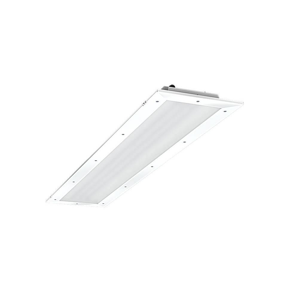 Eine rechteckige LED-Deckenleuchte mit weißem Rahmen, konzipiert für Innenräume, die ein schlankes und modernes Design präsentiert.