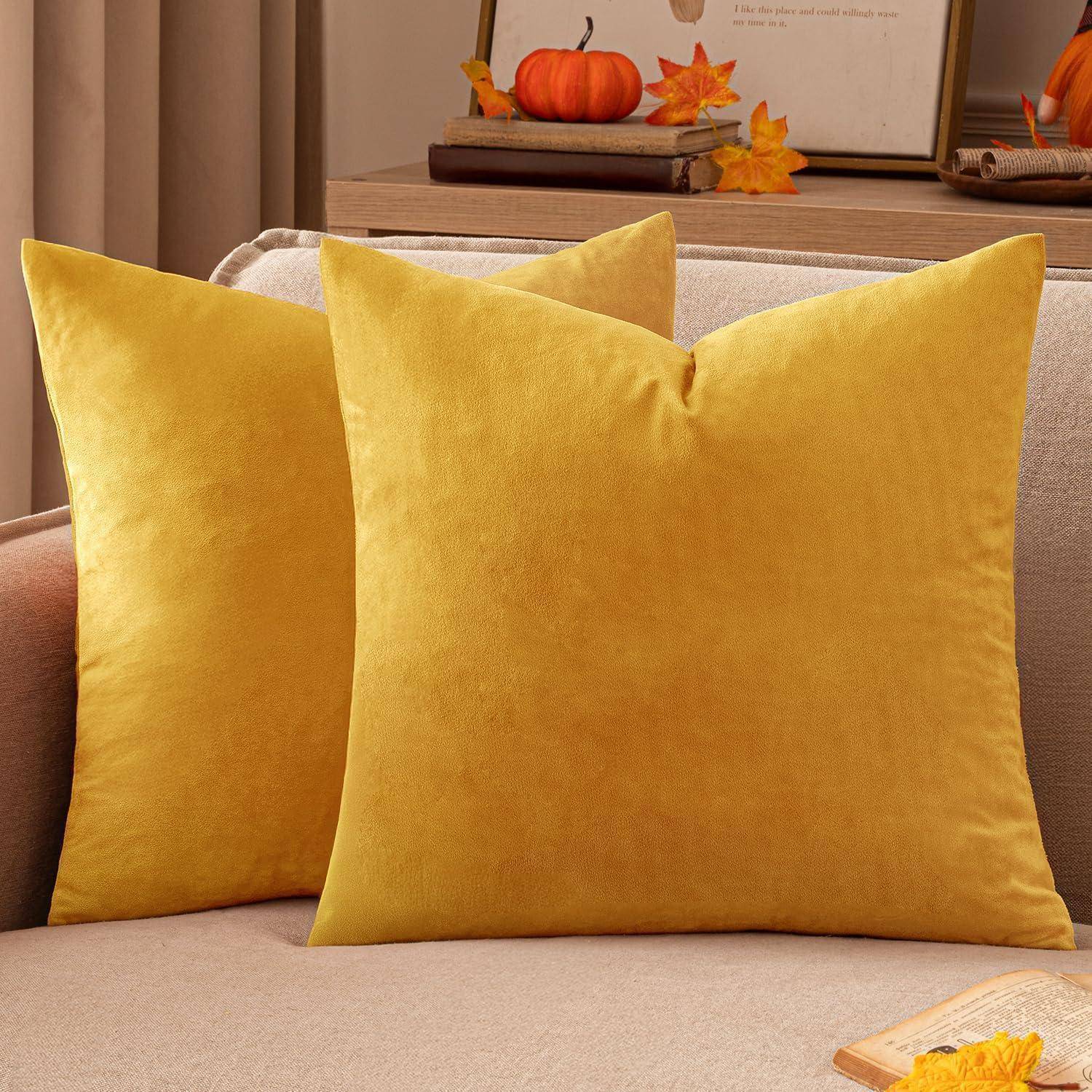 Samt Kissenbezug Herbst Dekorative 40x40cm Orangegelb 2er Set