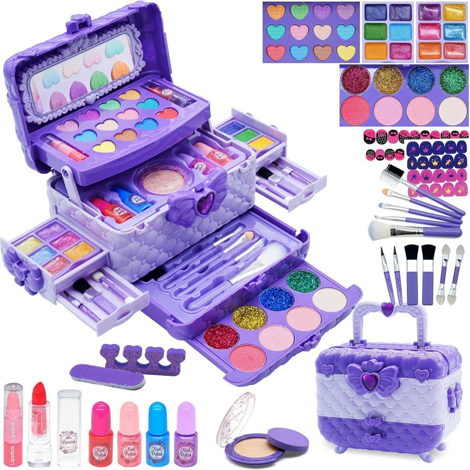 Kinderschminke Mädchen Make Up Set Schminkkoffer für Mädchen 4-12Jahre