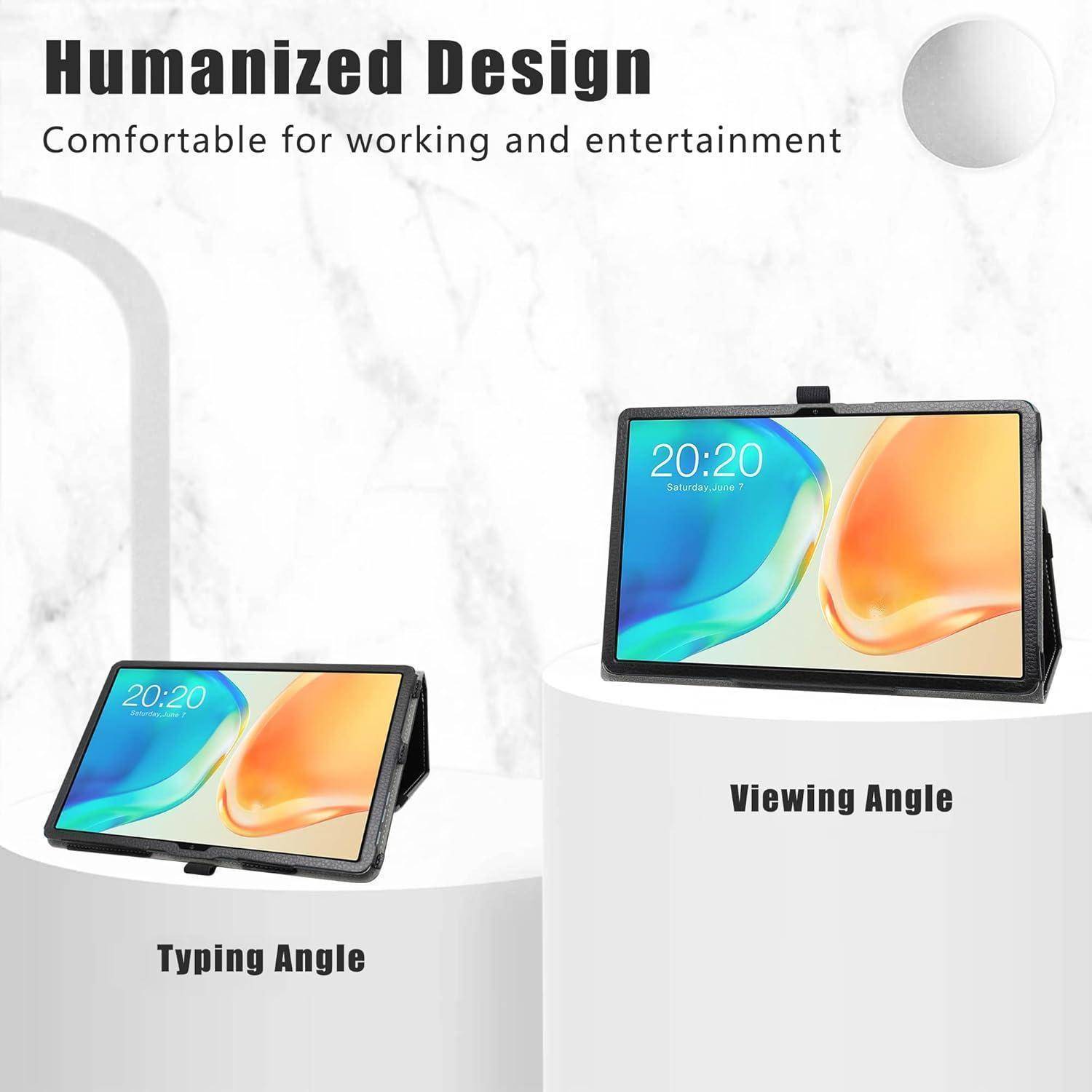 Hülle für TECLAST M40 Plus PU Leder Case Ständer Schwarz