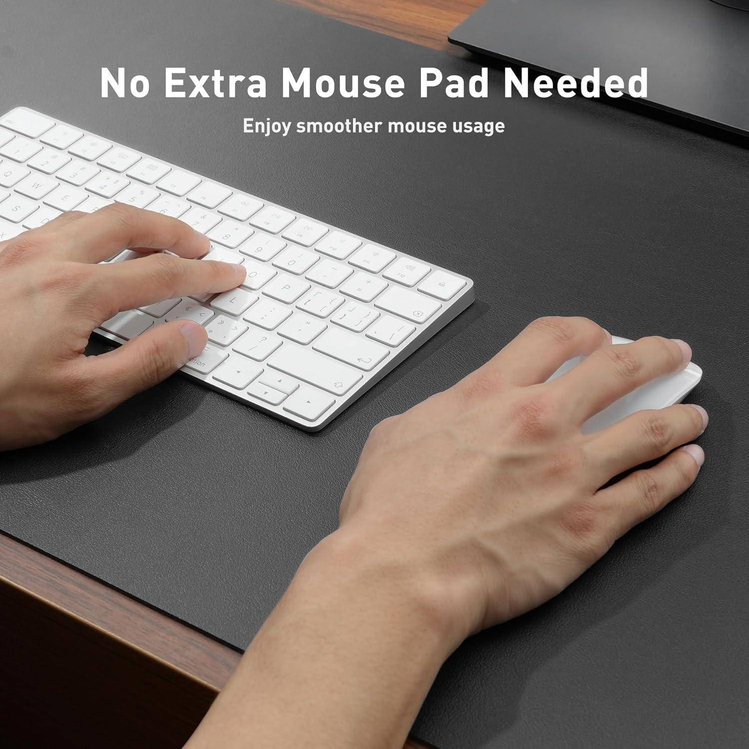 Schreibtischunterlage Mauspad Leder 80x40cm Schwarz Wildleder Mousepad