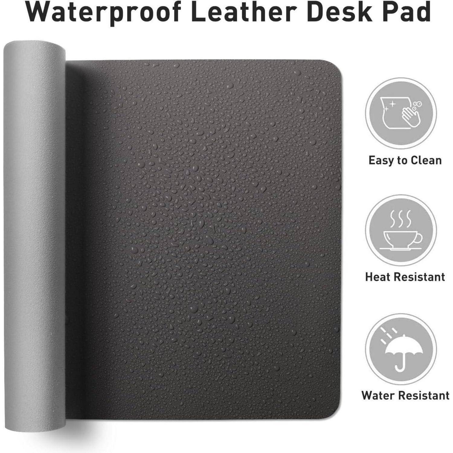 Schreibtischunterlage Mauspad Leder 80x40cm Schwarz Wildleder Mousepad