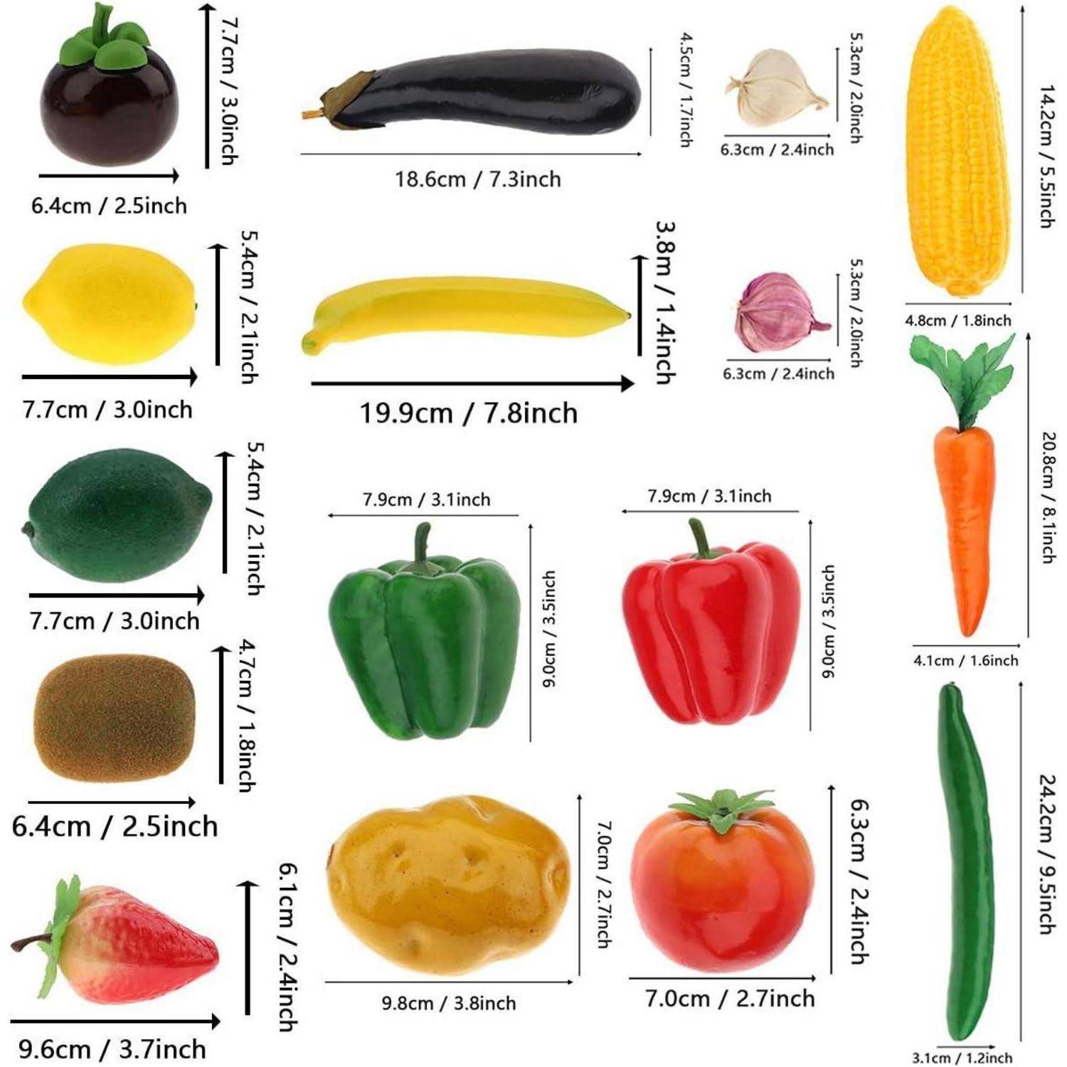 16-teiliges Gefälscht Realistisch Gemüse Früchte Set Dekoration