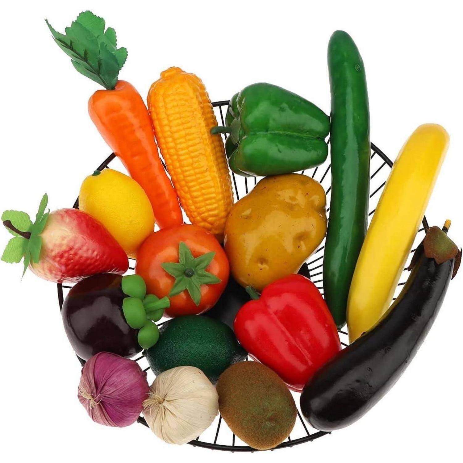16-teiliges Gefälscht Realistisch Gemüse Früchte Set Dekoration