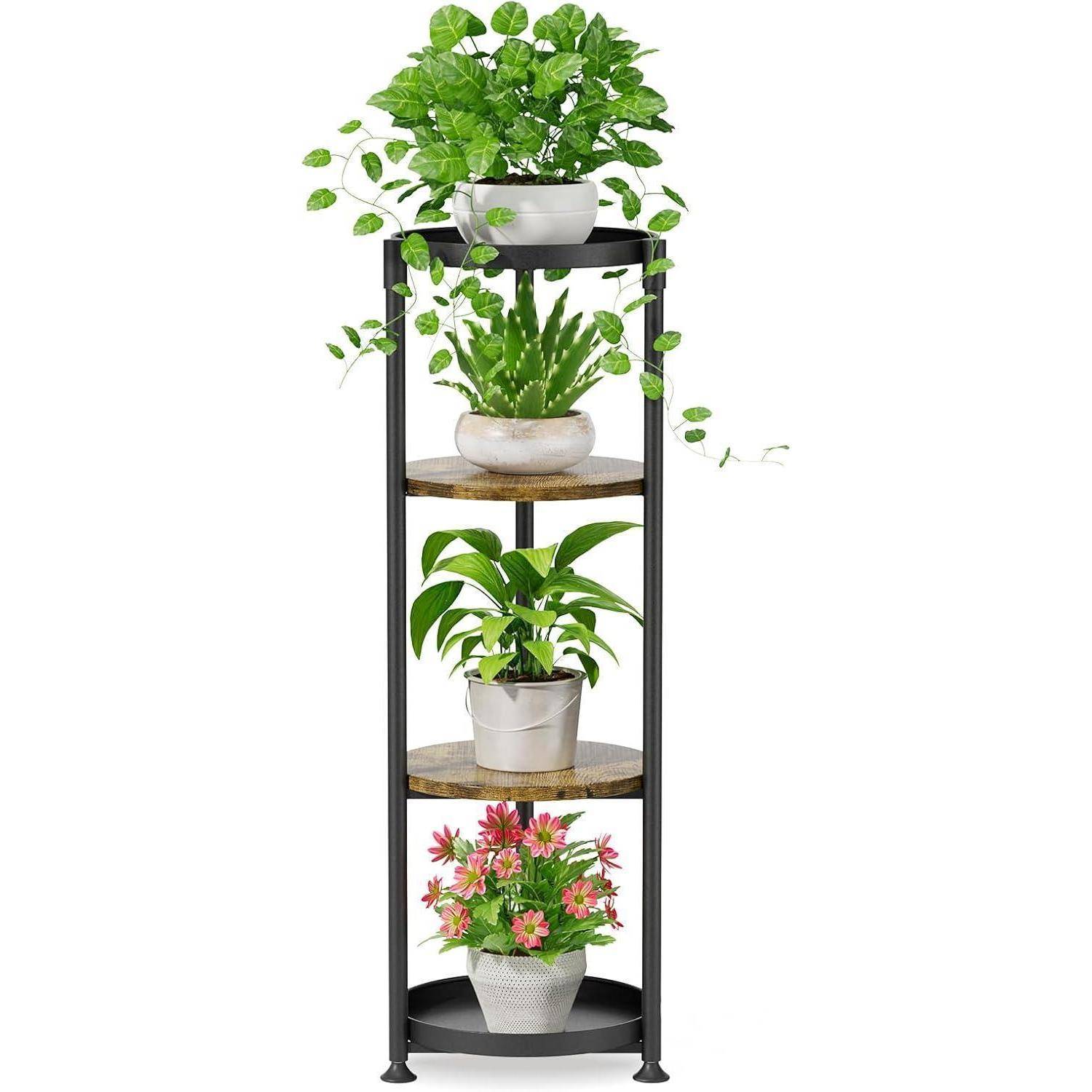 Blumenständer Metall 4 Ebenen Pflanzenständer Pflanzenregal Outdoor