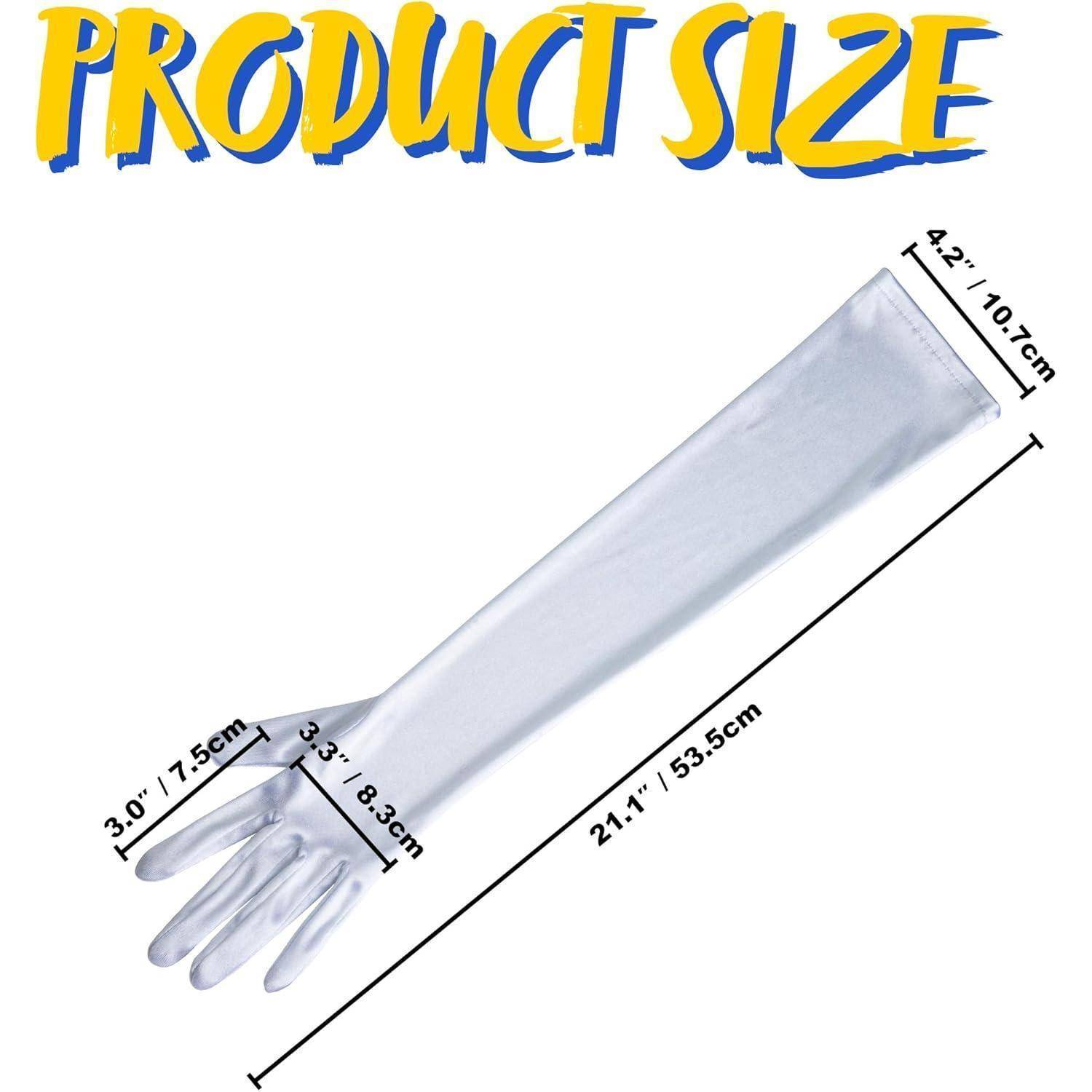 Handschuhe Satin Ellenbogenlang 20er Damen Opernparty Schwarz